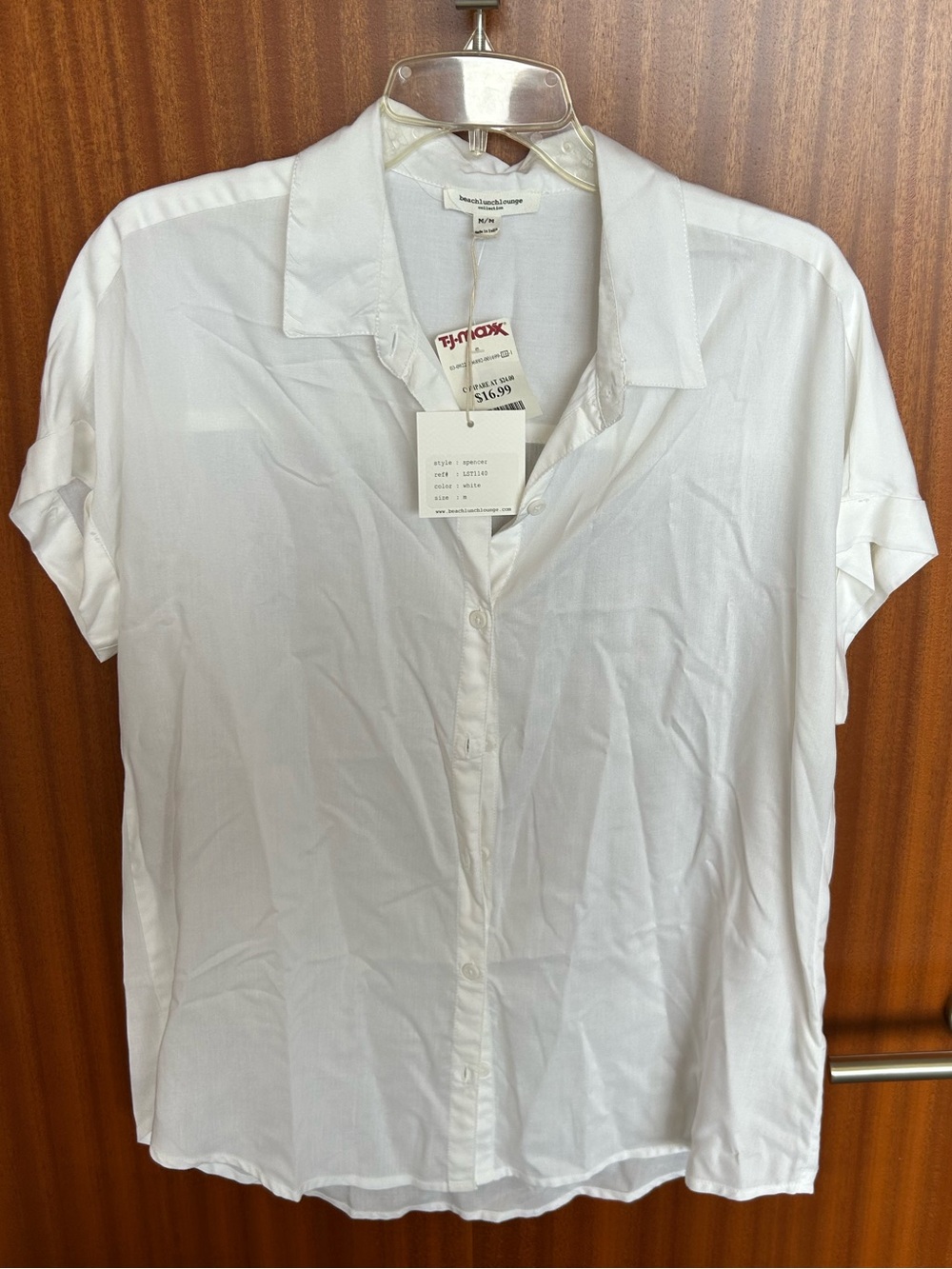 beachlunchlounge White Collared Button Shirt